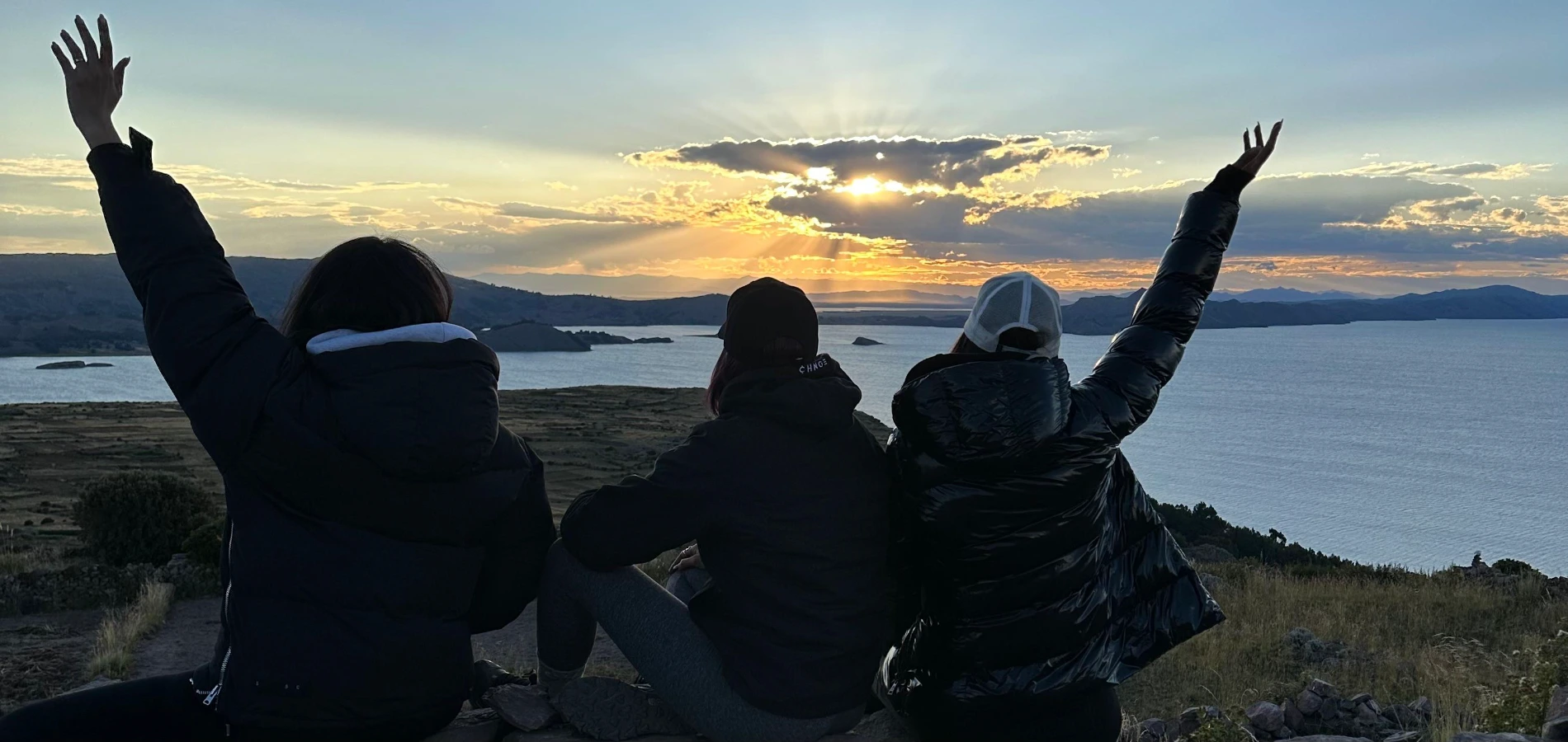Amantani Island homestay family home on Lake Titicaca at sunset