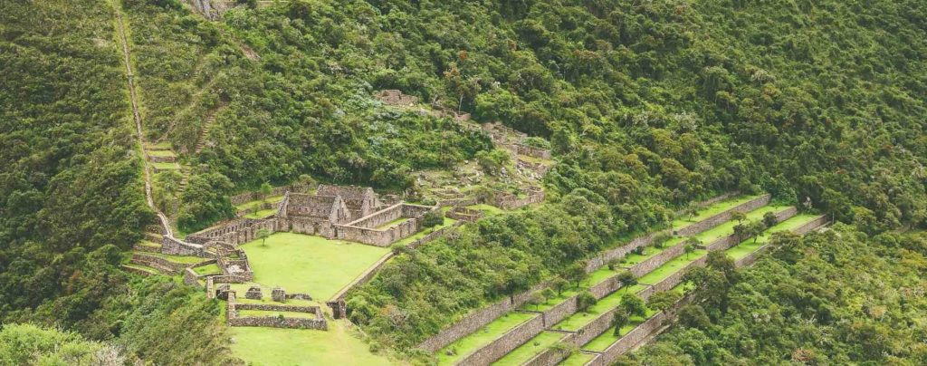 Choquequirao Peru trek ruins and terraces in the Andes